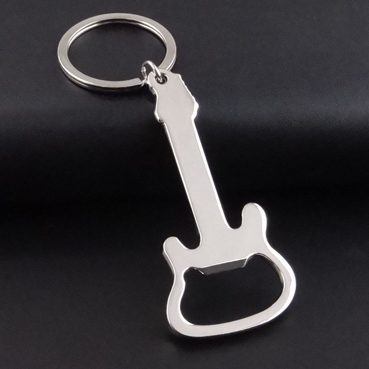 Hot Sale Keychain Gift Custom Zinc Alloy Beer Guitar Shape Bar Bottle Opener