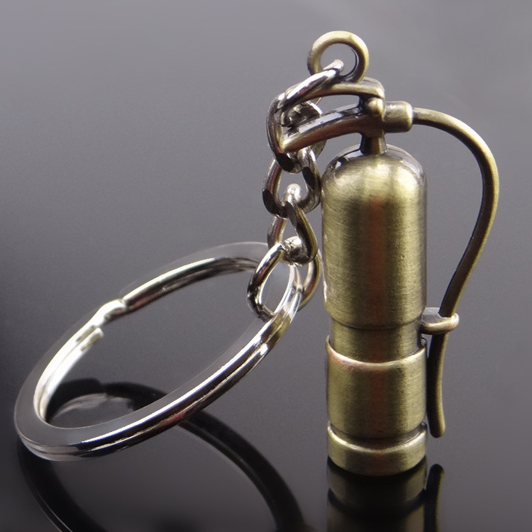 3D Fire Extinguisher Shape Metal Key Ring Firefighter Keychain Fire Extinguisher Charm Firefighter Key Chain