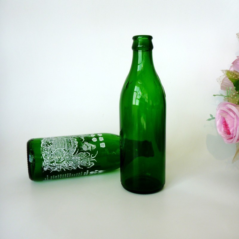 Factory wholesale high quality 350ml beverage dark green glass bottle 375ml green beer bottle glass soda bottle