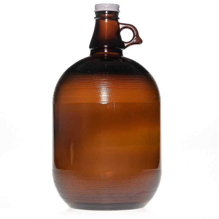 1 Gallon Amber Glass storage Jug With Finger Handle