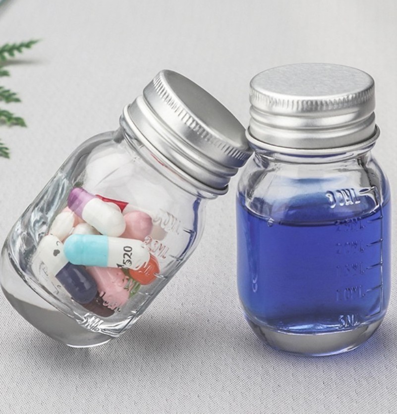 Small glass bottle 30 ml potion transparent sealed thickened with graduated medicine bottle capsule sample separate empty