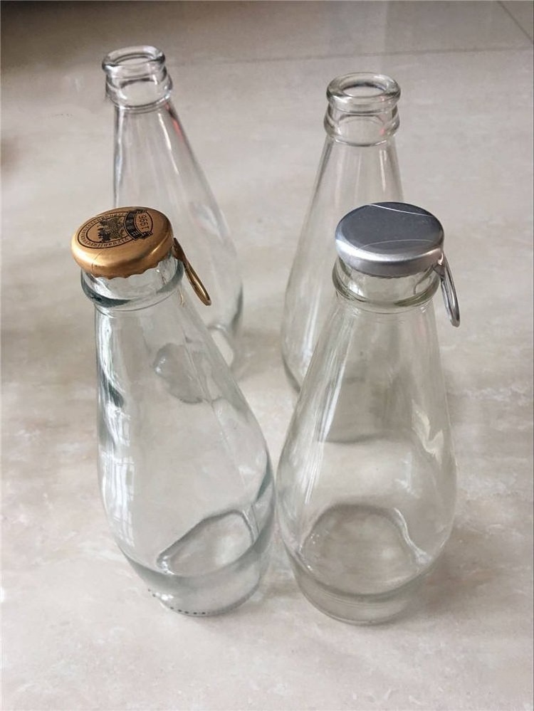 290ml Clear Glass Bottle Basil Seed Drink With Lids And Ring Pull Caps,Crown Caps