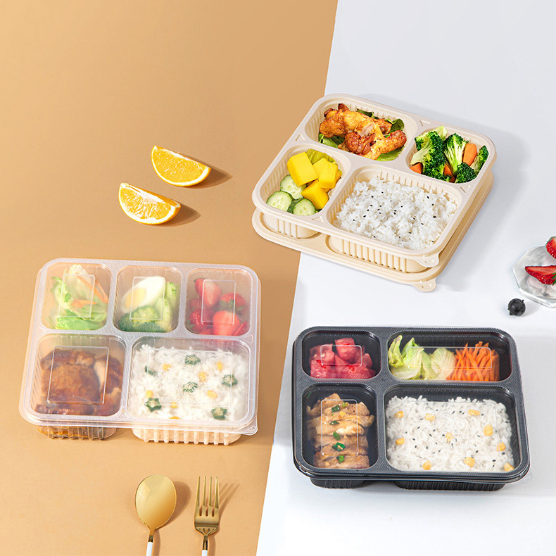 1 2 3 4 5 Compartment Pla Compostable Microwavable Plastic Lunch Food Container Takeaway Box