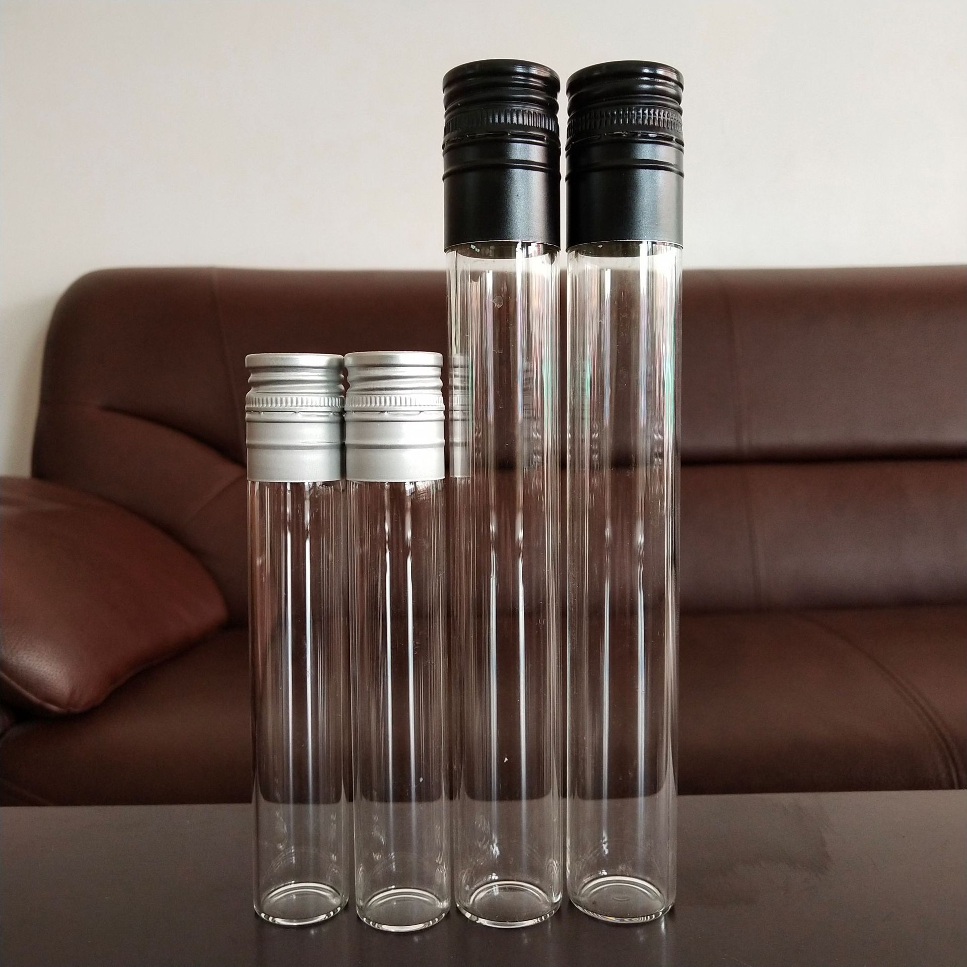 50ml 100ml Tube Glass Wine Bottle Liquor Whisky Cocktail Flavoured Vodka  Bottles With TE Aluminum Screw Cap