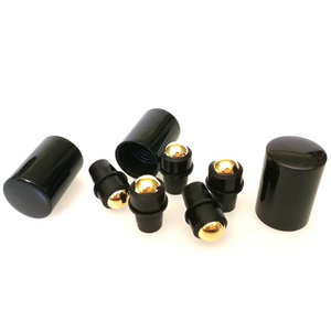 5ml frosted roll on perfume glass bottle black aluminum cap with gold roller ball