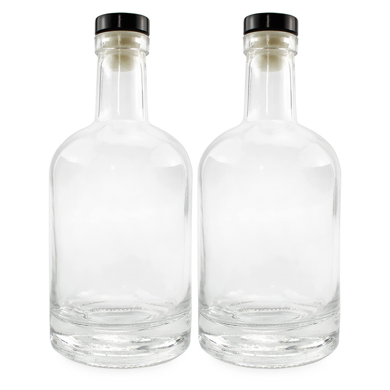 Nordic style 12oz 355ml liquor bottles ,Clear Glass Bottles w/T-Top Synthetic Corks