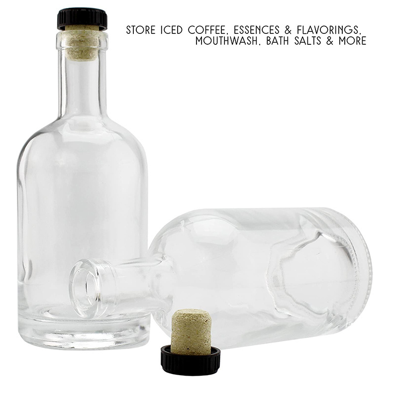 Nordic style 12oz 355ml liquor bottles ,Clear Glass Bottles w/T-Top Synthetic Corks