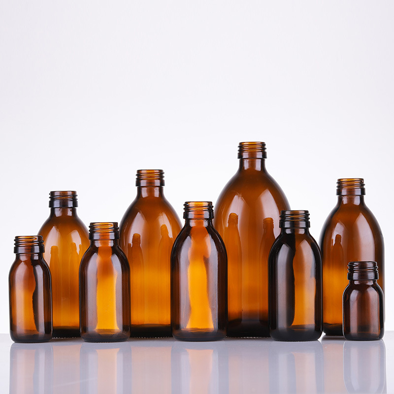 2oz 60ml amber glass syrup bottle with ROPP lid