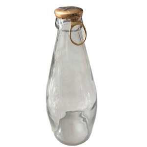 290ml Clear Glass Bottle Basil Seed Drink With Lids And Ring Pull Caps,Crown Caps