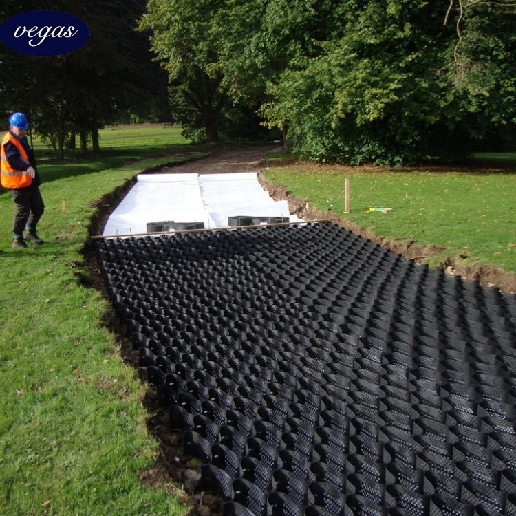 Plastic HDPE Textured Smooth Geocell Gravel Stabilizer Grid For Road Driveway Slope Reinforcement Geocell