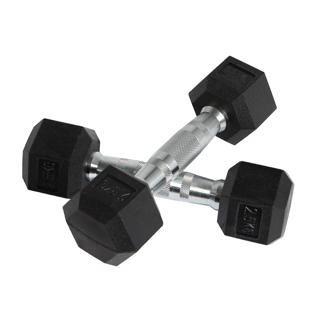 High Quality Commercial Sports Gym Colour Dumbbell Set Black Rubber Coated Hex Dumbbell