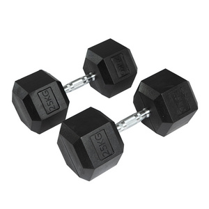 High Quality Commercial Sports Gym Colour Dumbbell Set Black Rubber Coated Hex Dumbbell