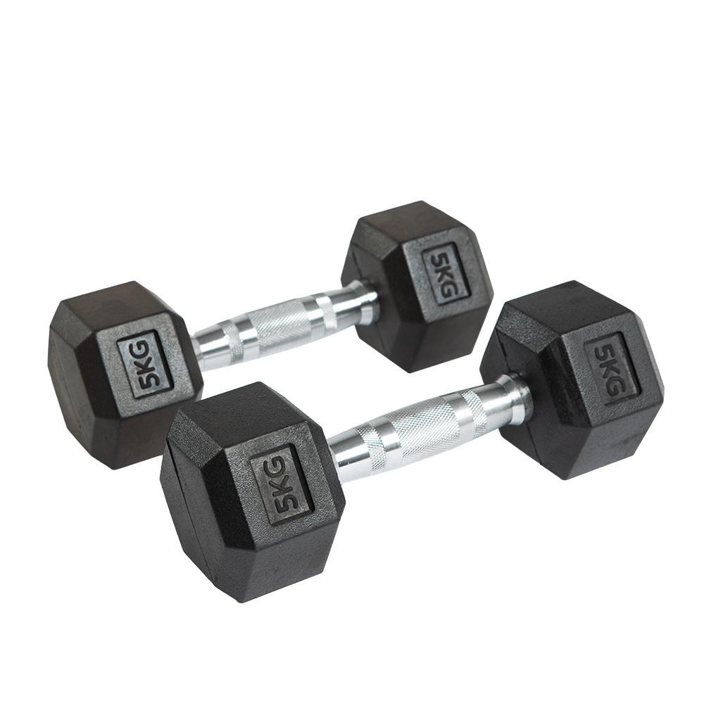 High Quality Commercial Sports Gym Colour Dumbbell Set Black Rubber Coated Hex Dumbbell