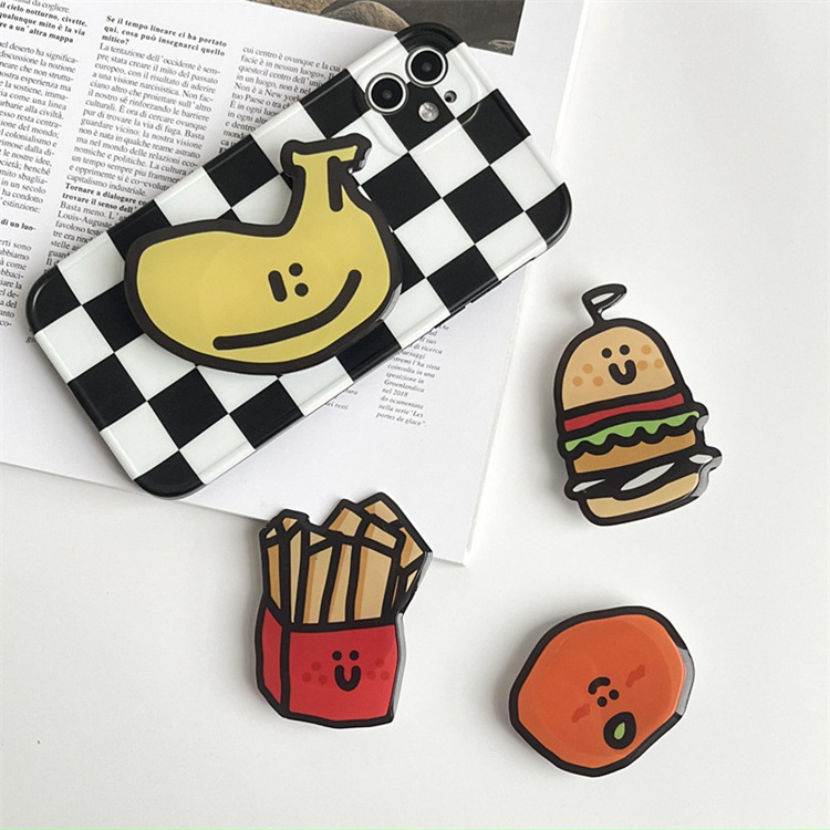 Cute Cartoon Food Phone Ring Holder Kawaii Korea Griptok Foldable Phone Grip Mount For iPhone Samsung Huawei Xiaomi Phone Socket