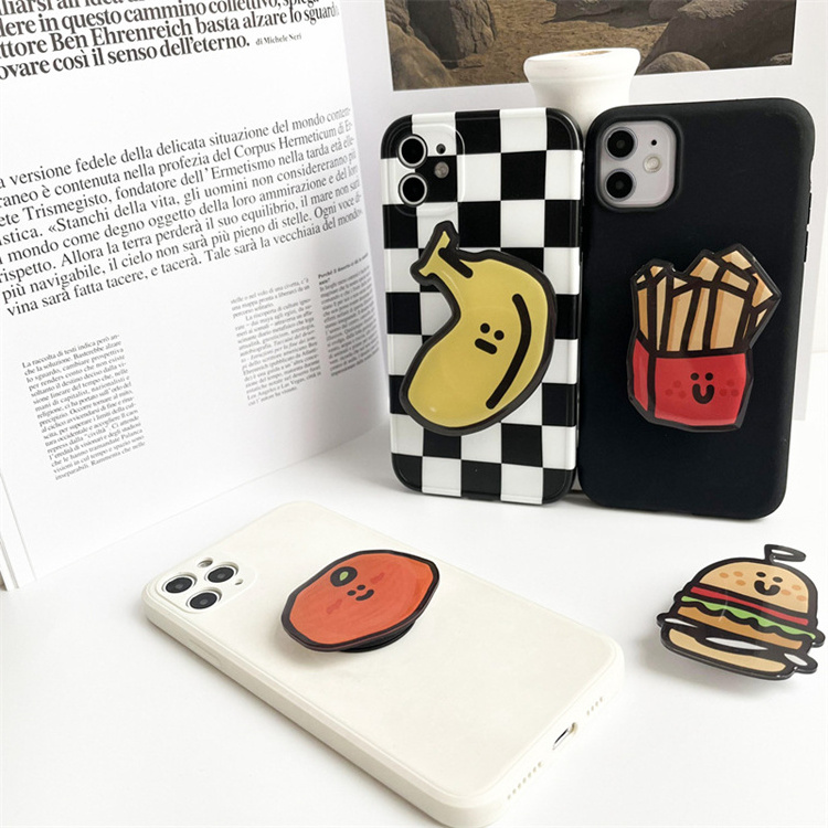 Cute Cartoon Food Phone Ring Holder Kawaii Korea Griptok Foldable Phone Grip Mount For iPhone Samsung Huawei Xiaomi Phone Socket