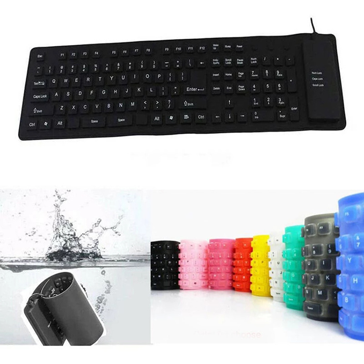 Custom Foldable Silicone Keyboard 109 Keys USB Wired Waterproof Rollup Keyboard for PC Notebook Laptop