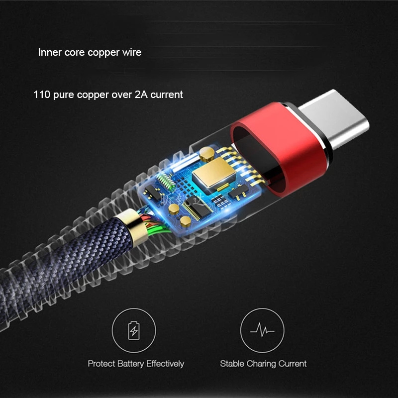 Nylon Braided USB Cable Unbreakable 2.4A Fast Charging Data Phone Cable Micro USB Cable Charger for iphone Samsung Type c