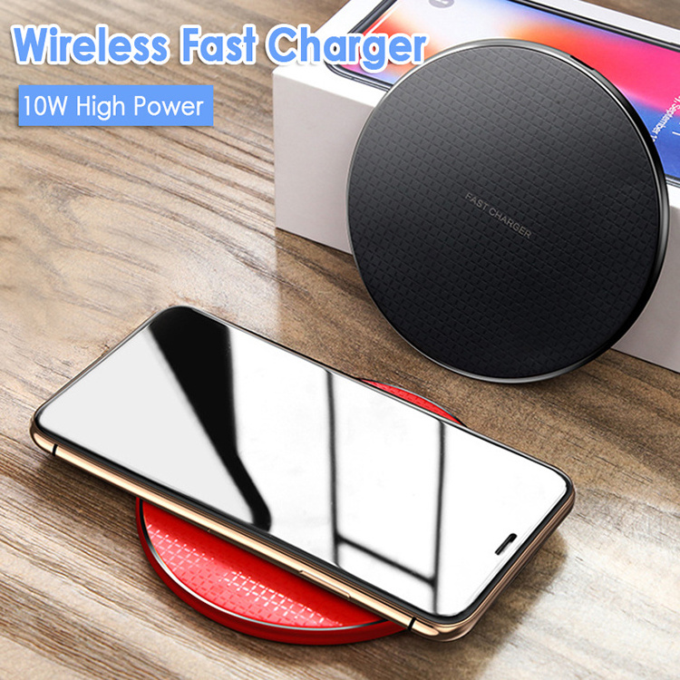 LED Light 10W Fast Wireless Charger for iPhone for Xiaomi Aluminium Alloy Standard Universal Wireless Phone Charger Pad