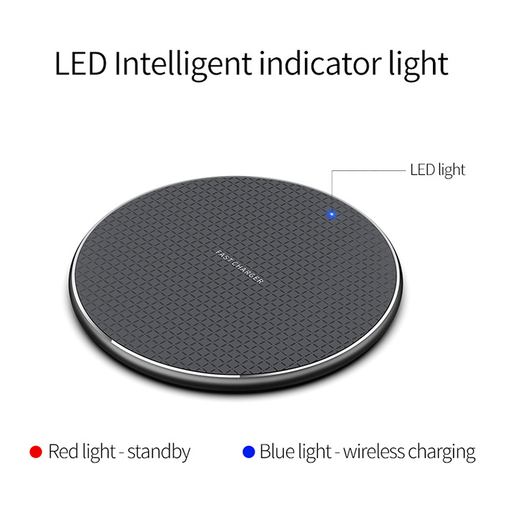 LED Light 10W Fast Wireless Charger for iPhone for Xiaomi Aluminium Alloy Standard Universal Wireless Phone Charger Pad