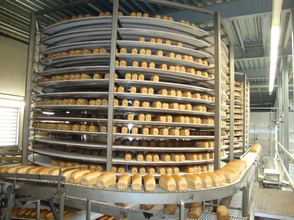 hamburger hotdog bread spiral cooling tower screw vertical spiral conveyor tower for bakery food