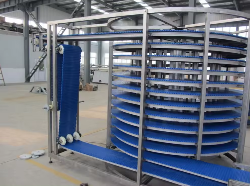 hamburger hotdog bread spiral cooling tower screw vertical spiral conveyor tower for bakery food