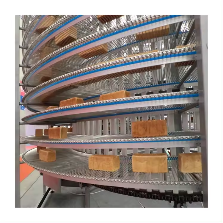 hamburger hotdog bread spiral cooling tower screw vertical spiral conveyor tower for bakery food