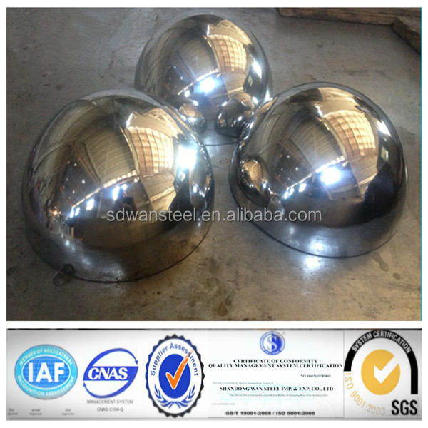 Stainless steel hollow metal half spheres of various diameter