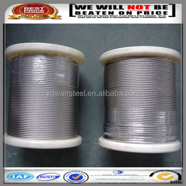 1x7,7x7,1x19,6x19+FC/IWS rope price/hoisting/cableway/ Stainless Steel Wire Rope/aircraft Cable