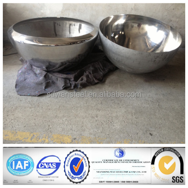 Stainless steel hollow metal half spheres of various diameter