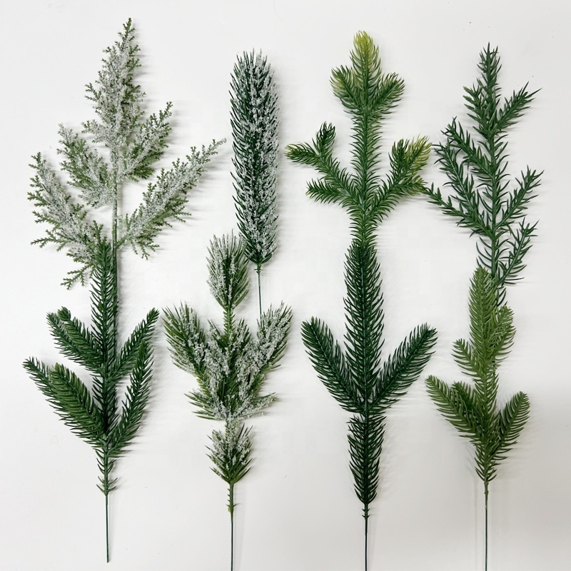 Christmas Pine Needles Artificial Pine Branches Green Leaves Needle Garlands Pine Twigs  Stems Faux Cedar Branches Greenery