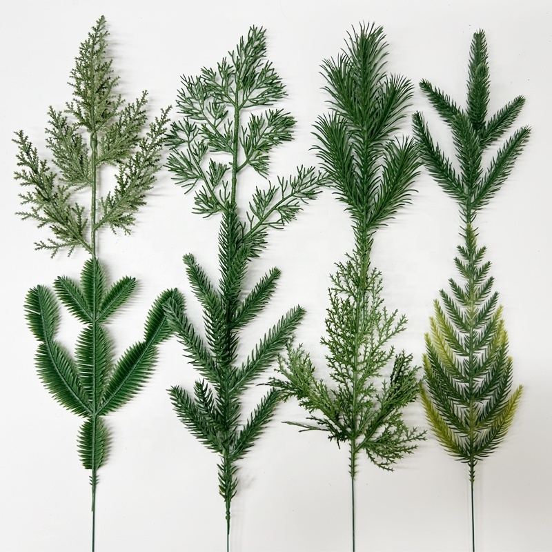 Christmas Pine Needles Artificial Pine Branches Green Leaves Needle Garlands Pine Twigs  Stems Faux Cedar Branches Greenery