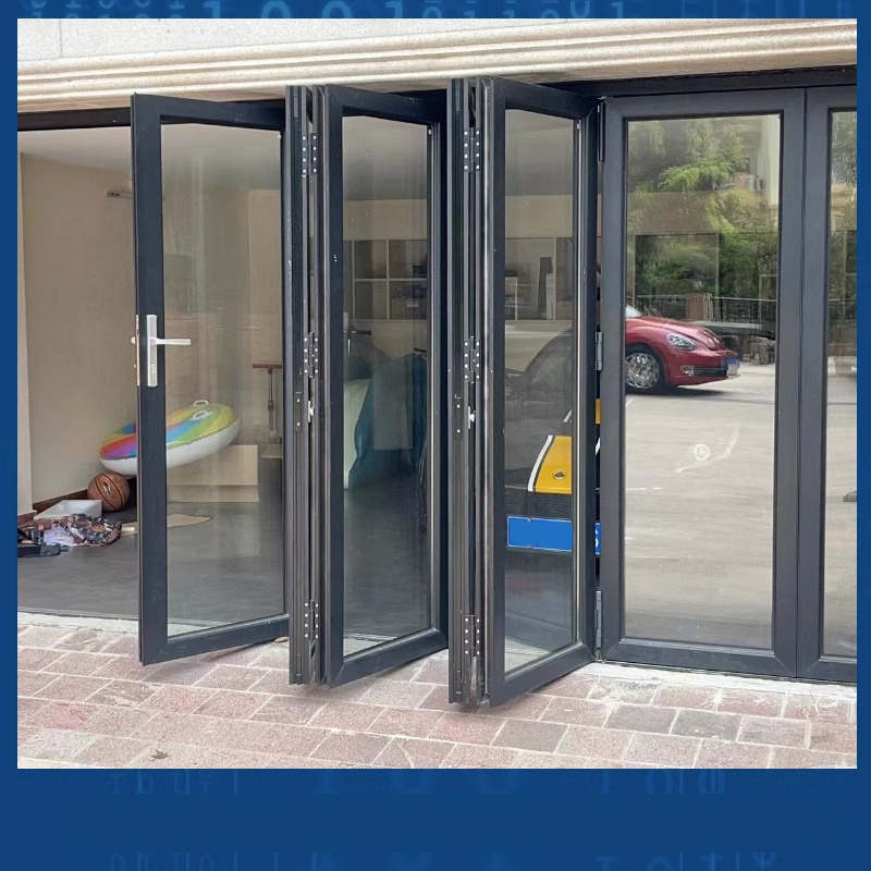 hot sale aluminum alloy toughened glass  folding door patio accordion door stainless steel security doors