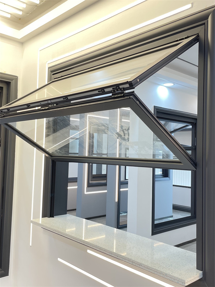 Aluminum alloy double glazing sliding window can be customized panoramic rimless up and down folding window