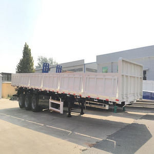 Hot Sale 20m3 square shape tipper truck trailer 3axles grain transport side tipping semi-trailers customized