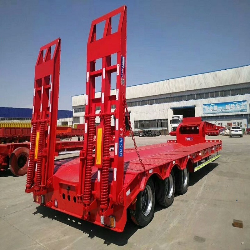 Hot sale 3 axis 4 axle 60 80 100 tons heavy duty gooseneck low loader low bed lowboy truck lowbed semi trailer