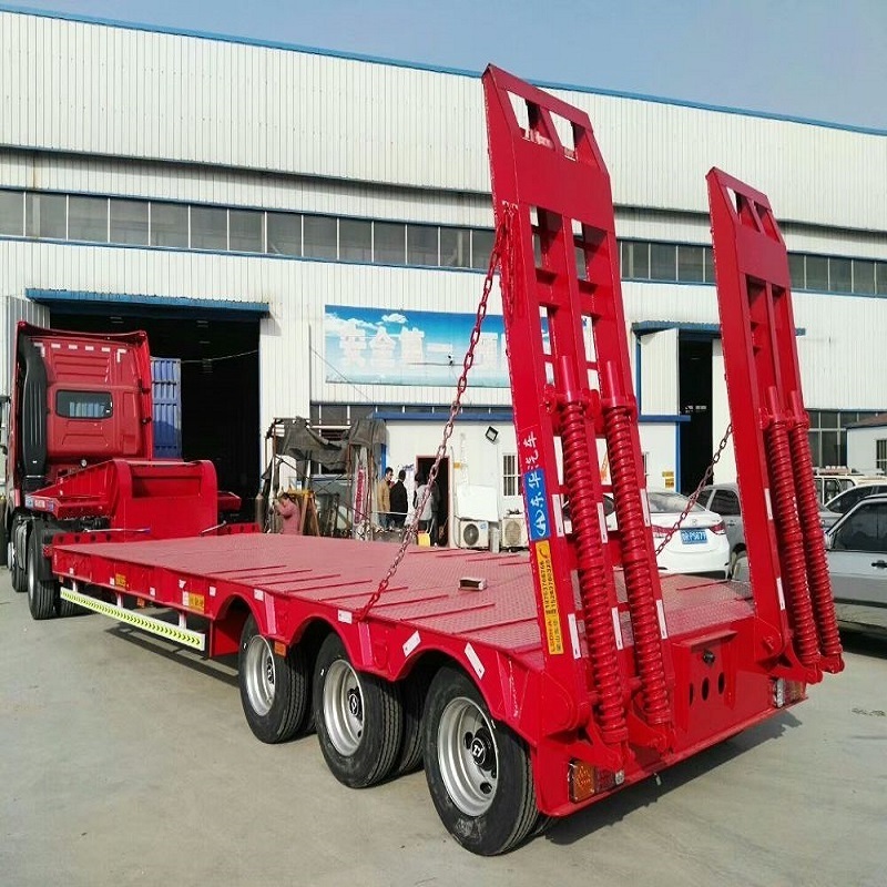 Hot sale 3 axis 4 axle 60 80 100 tons heavy duty gooseneck low loader low bed lowboy truck lowbed semi trailer