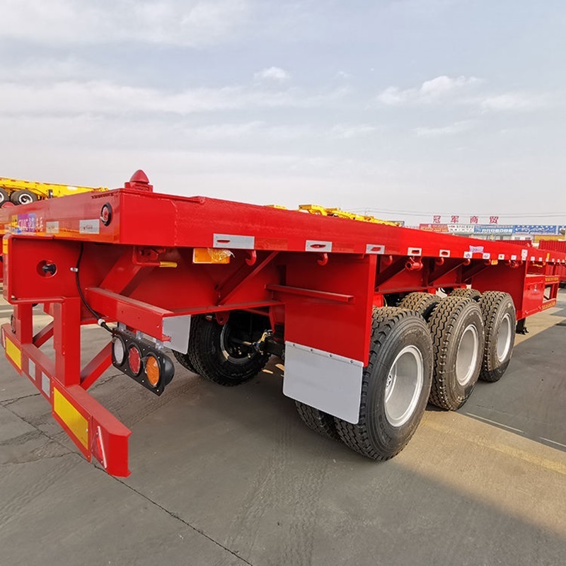 High Quality Wholesale Skeleton 20 40 45ft container trailer 2 pcs 1m tool box Q345B steel 40HQ container shipping delivery