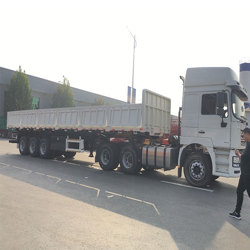 Hot Sale 20m3 square shape tipper truck trailer 3axles grain transport side tipping semi-trailers customized