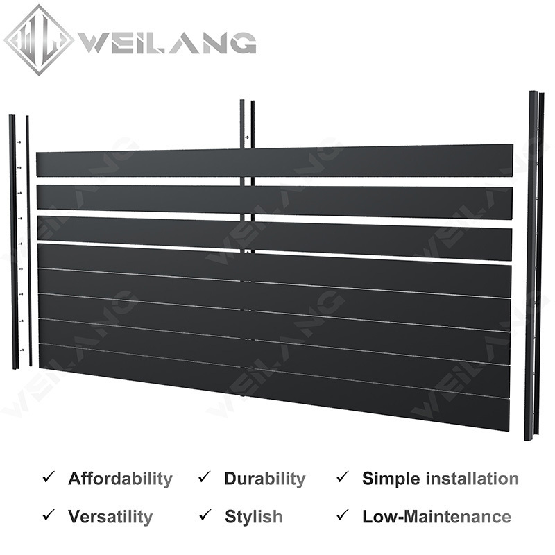 Estate Fencing Aluminium Privacy Outdoor Fence Panels House Security Metal Aluminum horizontal Slat Garden Yard Fences