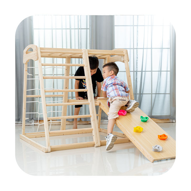 Climbing Wooden Frames wooden kids indoor slide swing wood climbing frame gym