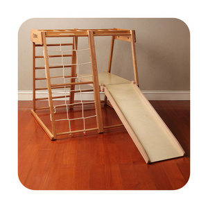 Solid wood children's climbing frame indoor slide swing wooden baby small amusement facility