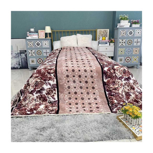 King size korean mink baby micro turkish designs 2PLY double layers bonded printing raschel blanket stock