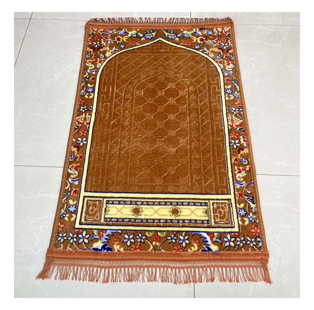 Mosque interactive met adult version velvet muslim pink roll anti slip prayer mat prayer rug