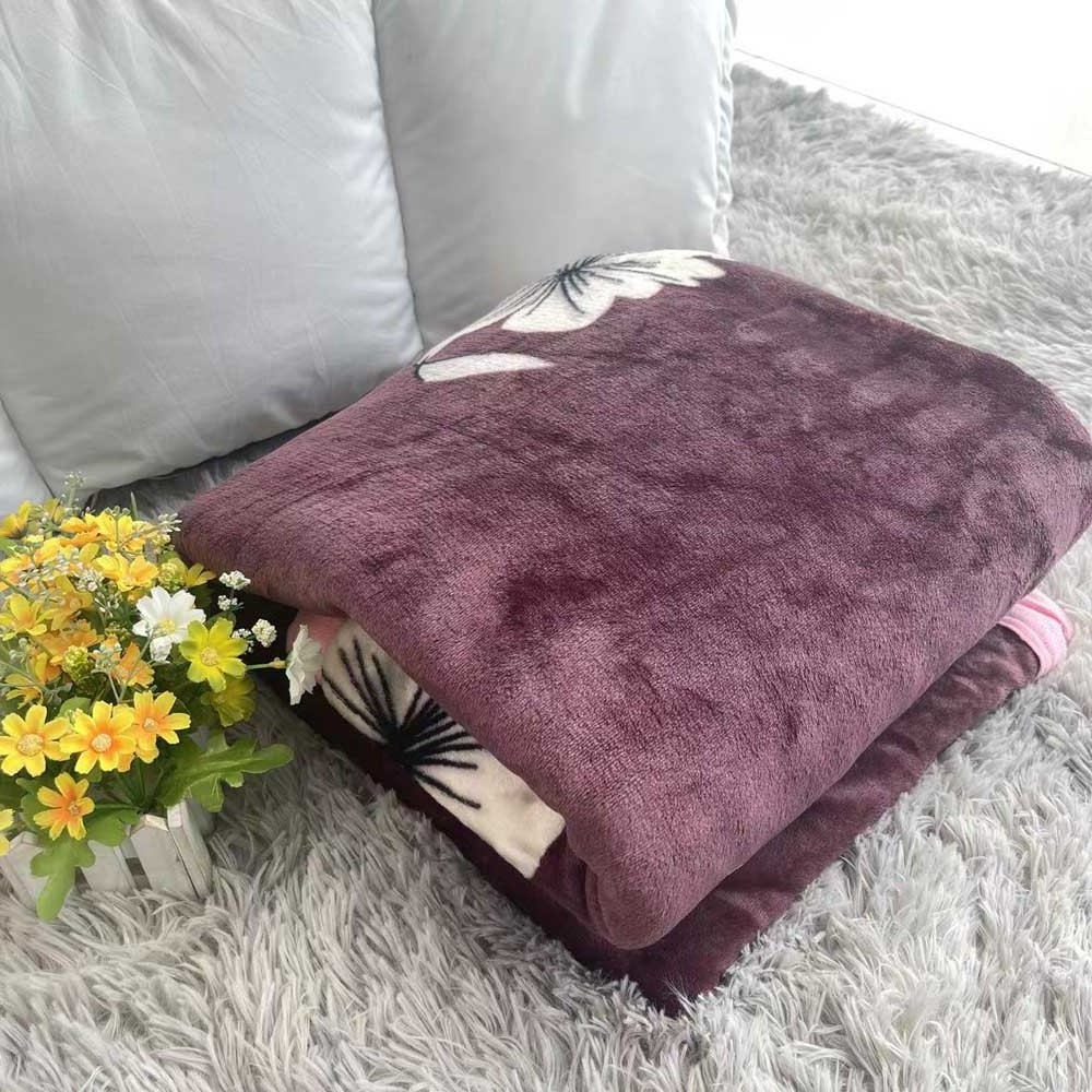 Wholesale thick custom solid printed plaid cheap soft winter warm polyester flannel fleece blanket