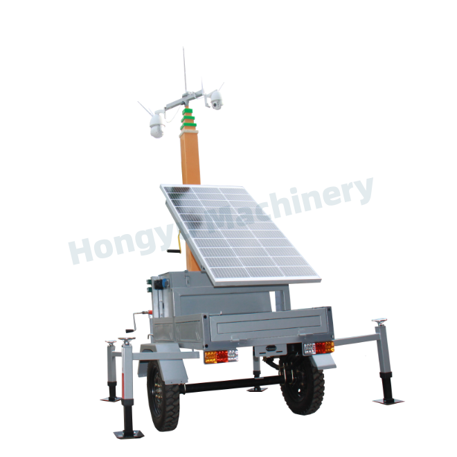 New design CCTV camera solar panel mobile surveillance light trailer