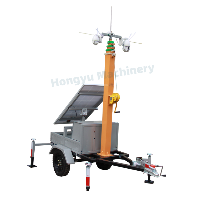 New design CCTV camera solar panel mobile surveillance light trailer