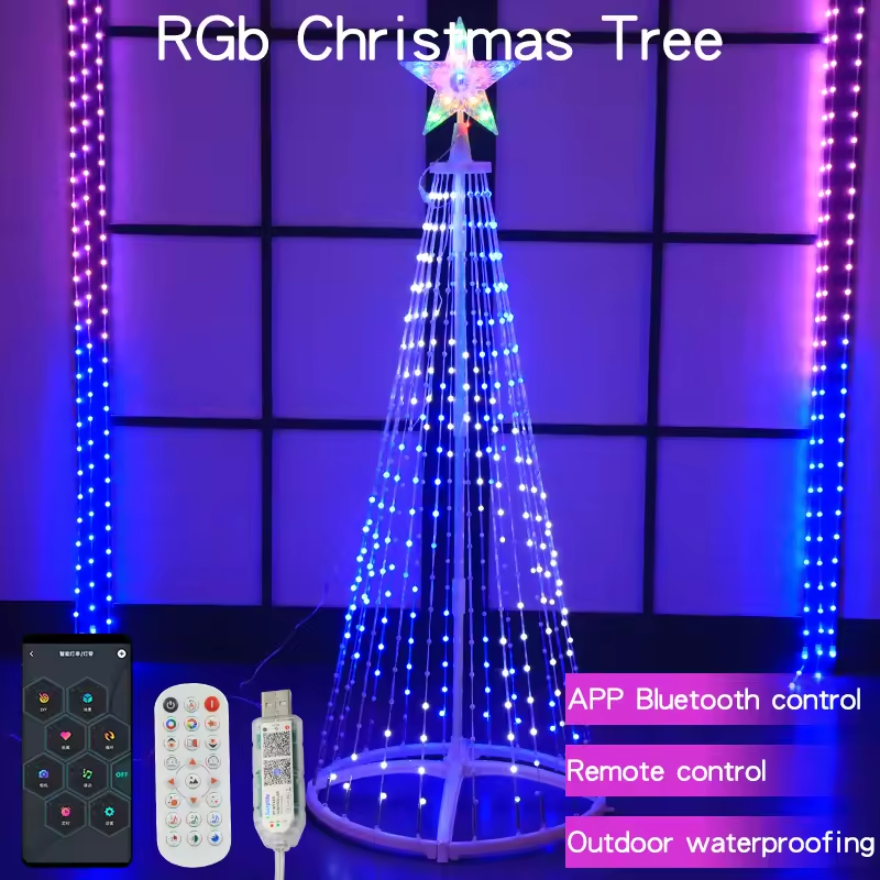 High Quality DIY APP Multi-Function USB Power 190 LED 1.8m height christmas decoration indoor cone pixel tree light with Remote