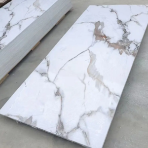 1220x2800 Waterproof 2024 Plastic Marble Wall Panel High Glossy Interior Pvc Sheet Uv Marble Panel