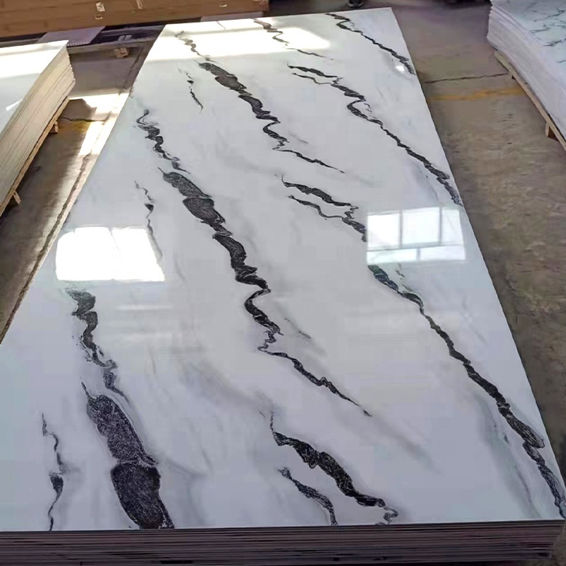 1220x2800 Waterproof 2024 Plastic Marble Wall Panel High Glossy Interior Pvc Sheet Uv Marble Panel