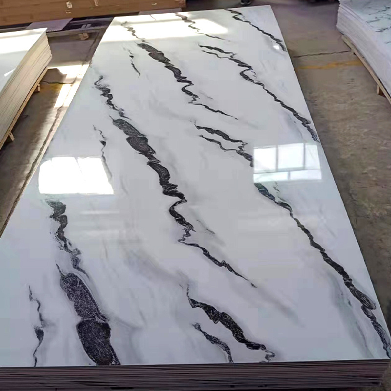 High Glossy Fireproof Pvc Imitation Marble Look Wall Panels Uv Marble Sheet For Interior